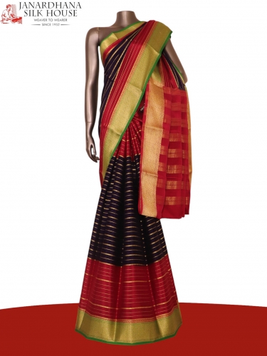 Pure Veldhari Zari Lines Mysore Crepe Silk Saree